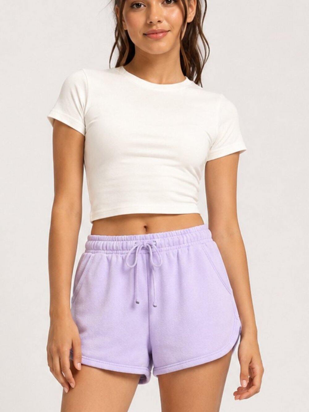 SHEIN Lavender Lilac Drawstring Lounge Shorts Size 11-12Y